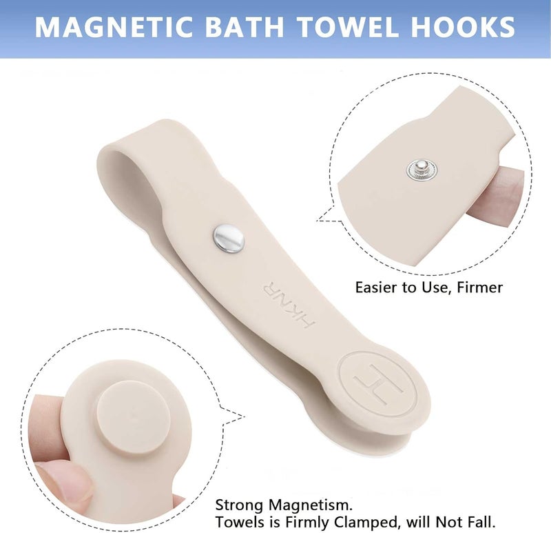 HKNR 2 Pcs Strong Magnetic Towel Clips for Kitchen, Waterproof Silicone Towel Holder for Oven Handle Fridge, No Drill Multi-Purpose Kitchen Towel Clip, Bathroom, Outdoor Use (Beige) - Image 2